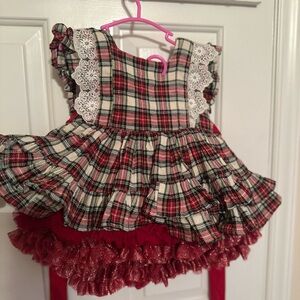 Smocked Sweets | Tartan Pinafore Dress w Matching Bloomers | 18 / 24 Months